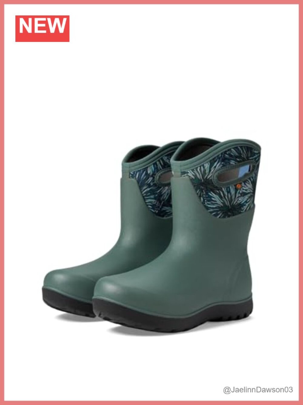 Women's Waterproof Mid-Calf Insulated Pull-On Rain Boots - Rubber - Floral